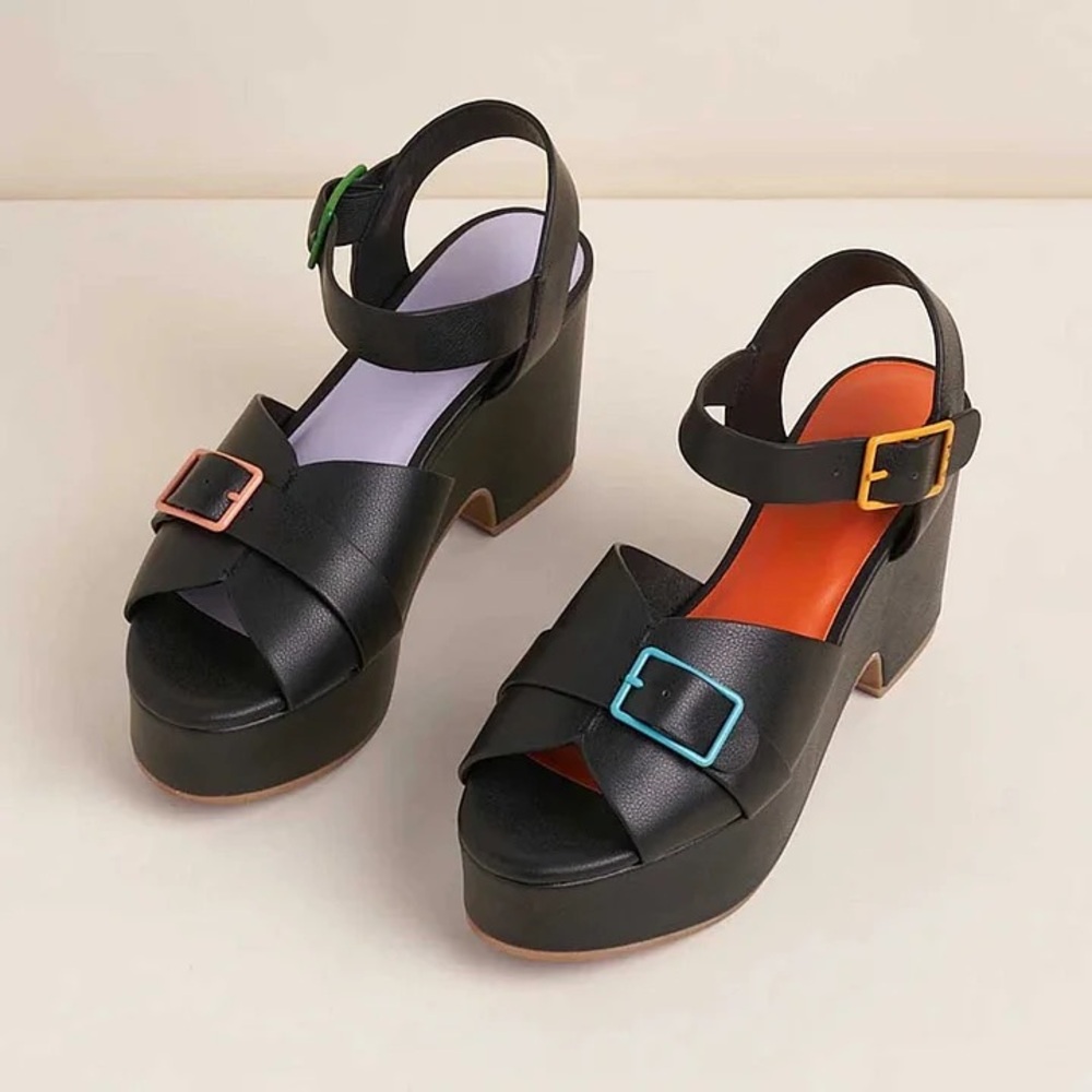 Charlotte Stone Black Raf Platform Shoes NIB